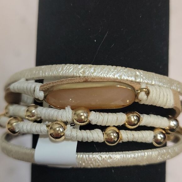 Francesca's Anastasia Ivory and Gold Tone Five Strand Bracelet - Picture 2 of 6